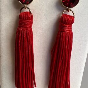 Macy's Vibrant Red Tassel Pierced Earrings